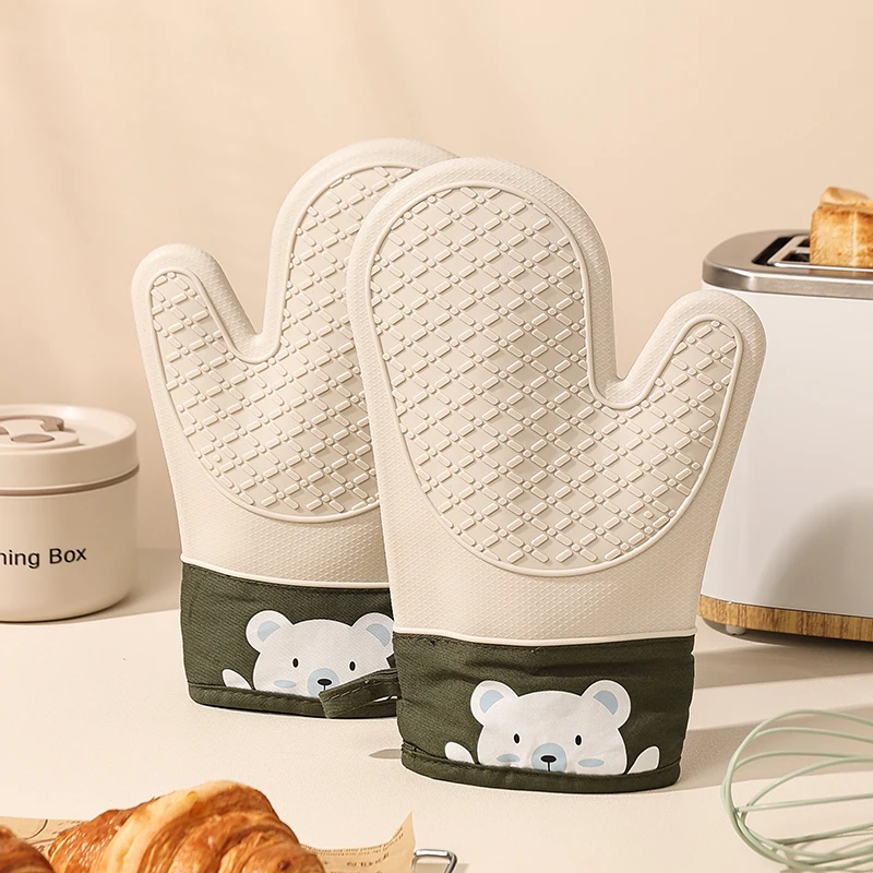 Oven Mitt Silicone - Silikon Isı Yalıtım Eldivenleri Kalınlaştırılmış, Kaymaz,
